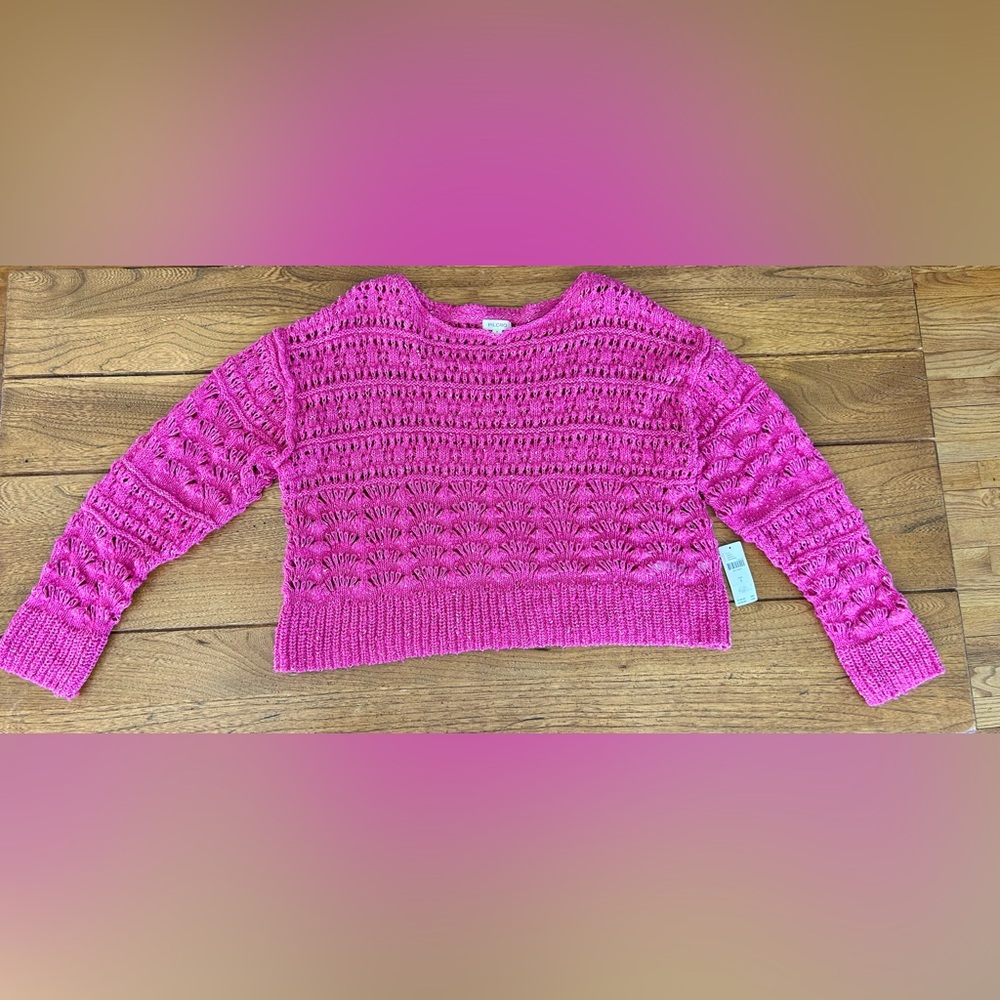 🩷NWT Pilcro Anthropologie Hot Pink Cropped Sweater cotton/poly blend size small